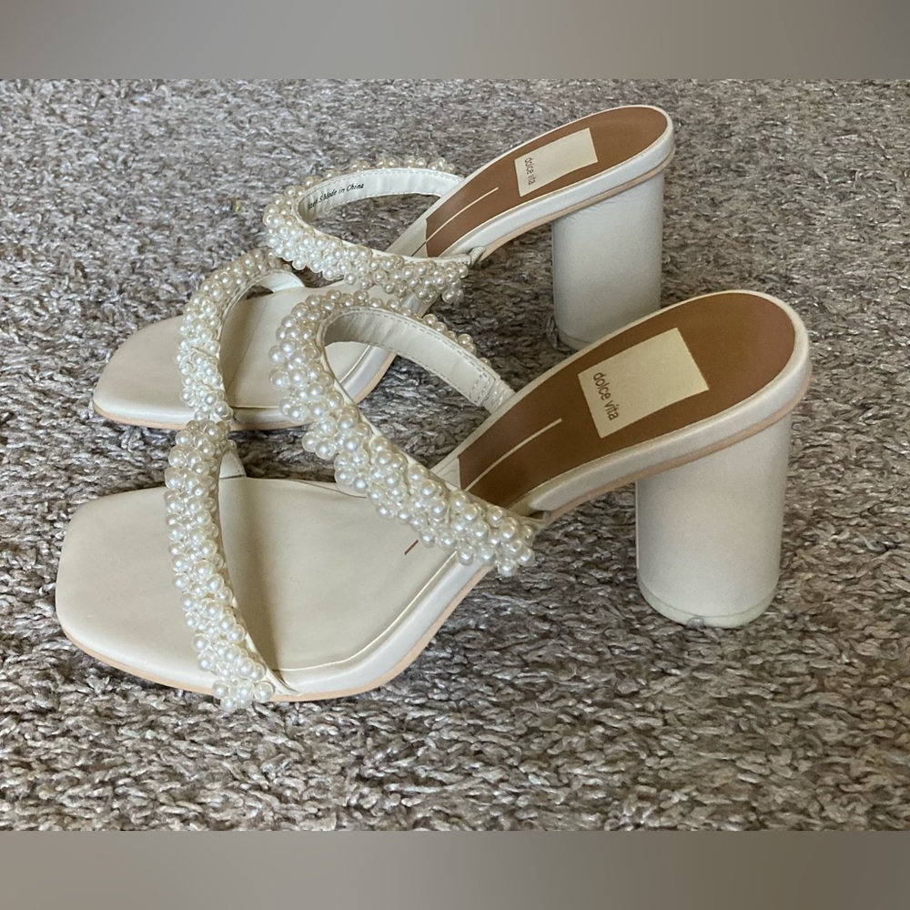 Dolce Vita Noel Pearl Heels - 6.5 - Ivory